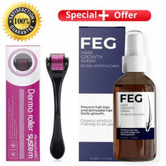 FEG Hair Growth Spray Plus Derma Roller Pack of 2 Suitable For Both Men and Women