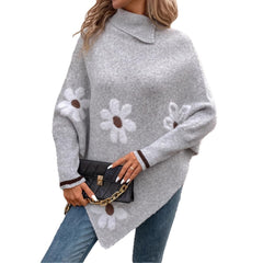 Pullover Flower Jacquard Women's Sweater Cloak
