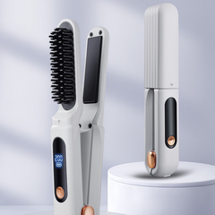 2-in-1 Portable Hair Straightener Comb – 3500mAh Wireless & Travel-Friendly