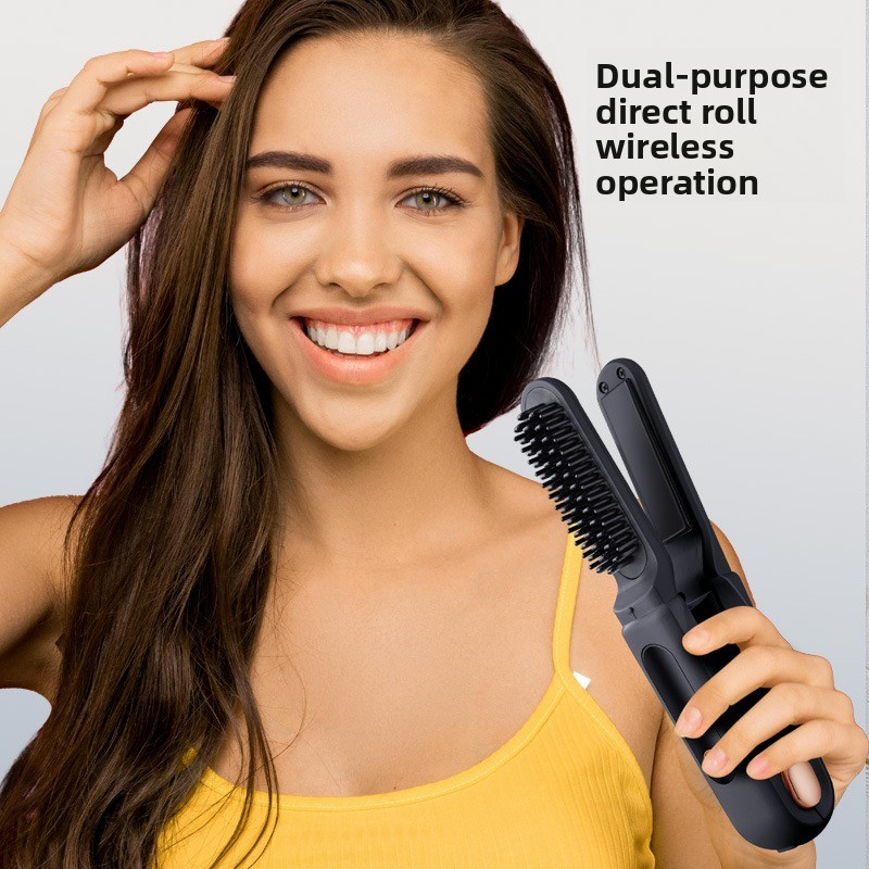 2-in-1 Portable Hair Straightener Comb – 3500mAh Wireless & Travel-Friendly