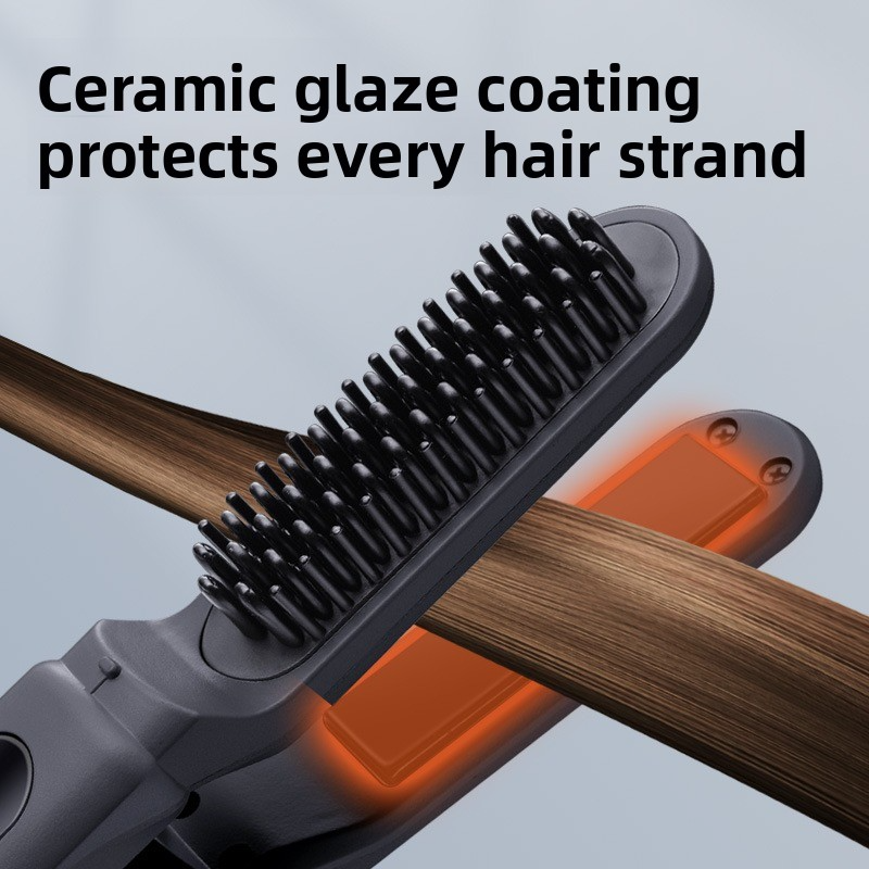 2-in-1 Portable Hair Straightener Comb – 3500mAh Wireless & Travel-Friendly