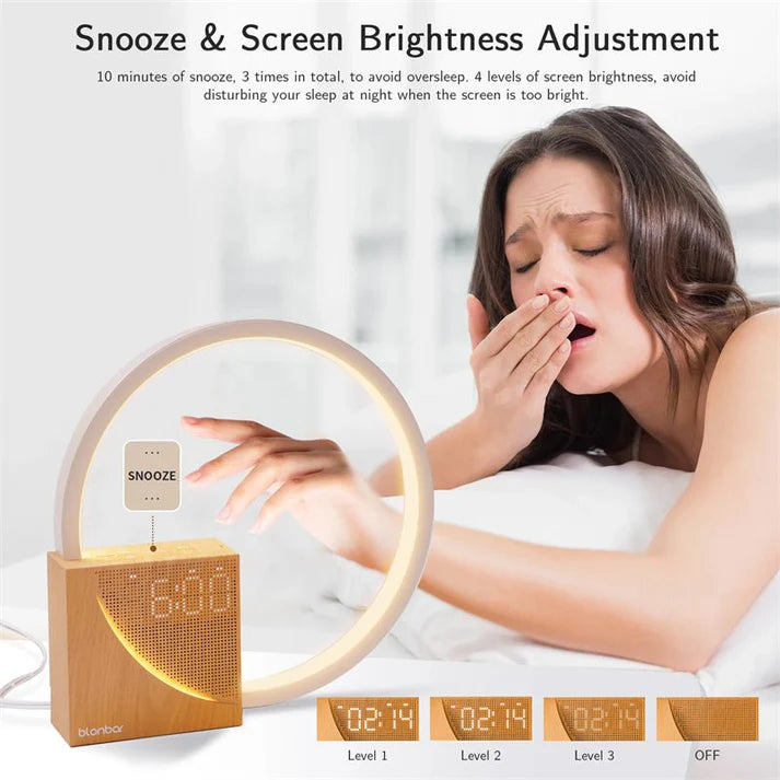 Bedside Touch Table Lamp with Alarm Clock &amp; Natural Sounds