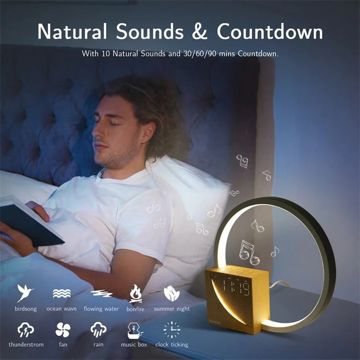 Bedside Touch Table Lamp with Alarm Clock &amp; Natural Sounds