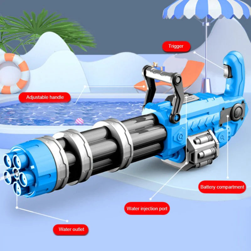 Sam Toys Water Toy Gun Gatlin Electric Water Gun, Battery Operated