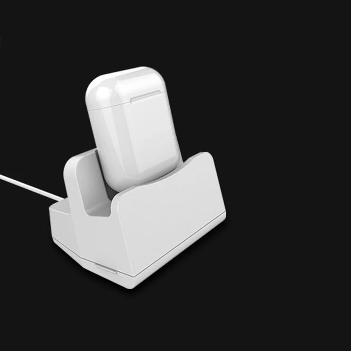 حامل شحن 2 في 1 لأجهزة Airpods و iPhone باللون الأبيض