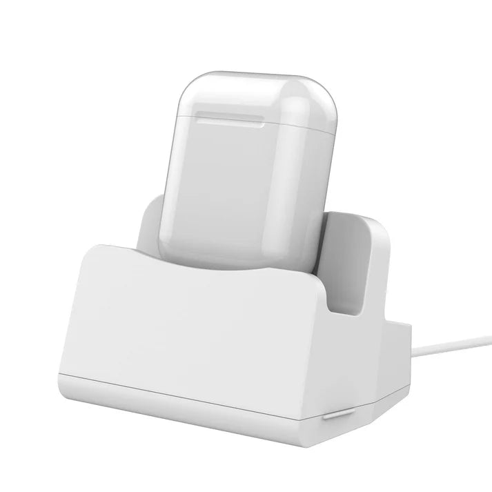 حامل شحن 2 في 1 لأجهزة Airpods و iPhone باللون الأبيض
