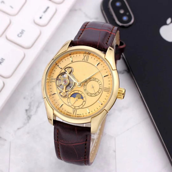Brown leather gold