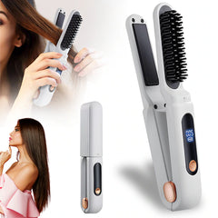 2-in-1 Portable Hair Straightener Comb – 3500mAh Wireless & Travel-Friendly