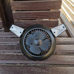 Solar Camping Fan with LED Light &amp; Hanging Hook – Rechargeable, Foldable &amp; USB Powered