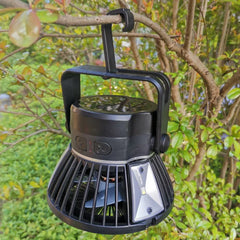 Solar Camping Fan with LED Light &amp; Hanging Hook – Rechargeable, Foldable &amp; USB Powered