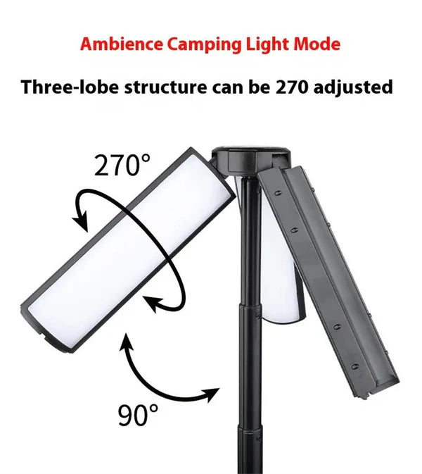 Super Bright Rechargeable Camping Light – 54 LED Multi-Function Lantern with Flashlight, Telescopic Pole &amp; USB-C Charging